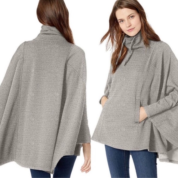 UGG Pichot turtleneck cape/poncho in gray oversized w/pockets sz XS/S like new - Picture 5 of 8